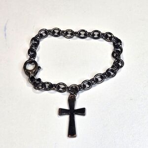 Milor Italy Bronze Vintage Bracelet Cross Open Round Links Casual Classic Unisex